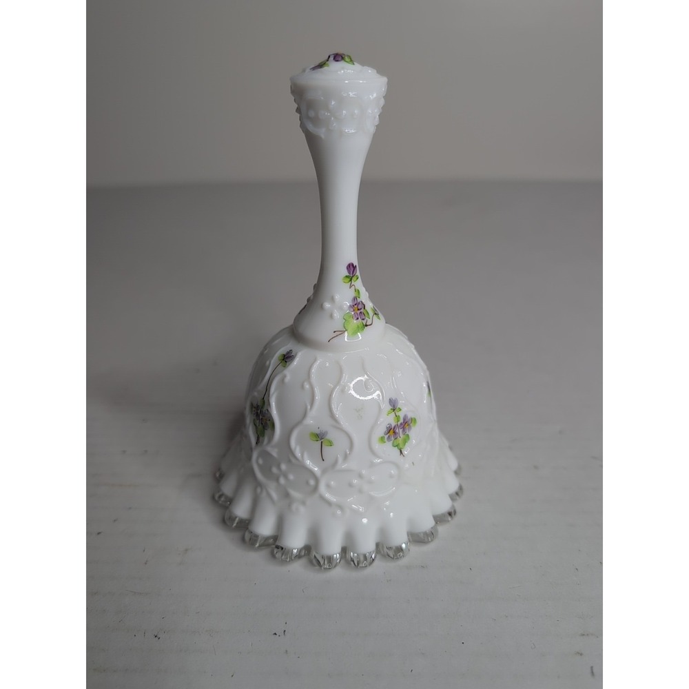 Fenton Glass Bell Vine Flower Pattern Handpainted M. Trembly Floral Rippled 6"